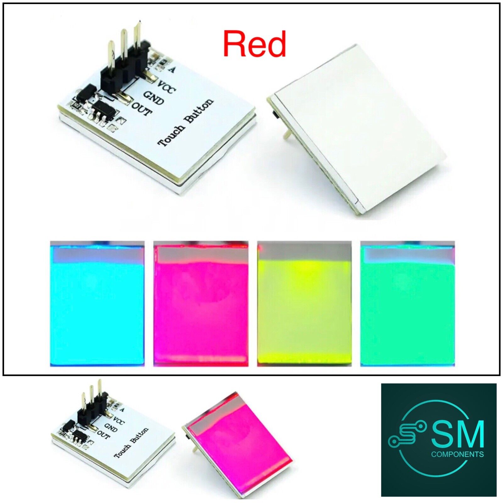 2PCS Capacitive Touch Switch Button RED LED Sensor Module HTTM DIY Kit ...