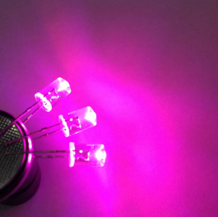 5mm Pink Led Light Emitting Diode Flat Top Concave 100pcs Led Clear To ...
