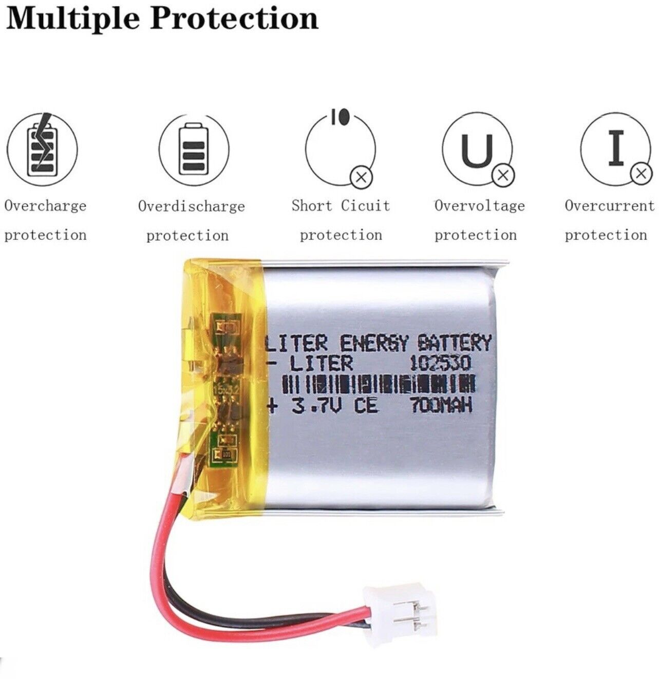 1 X Polymer Lithium Ion Battery LiPo 700mAh 3.7V 102530 10x25x30 Inc JST PH2.0