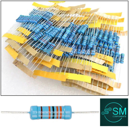 300PCS 1 Watt Metal Film Resistor Assortment Kit 30 Values 1% Precision 10Ω-1MΩ