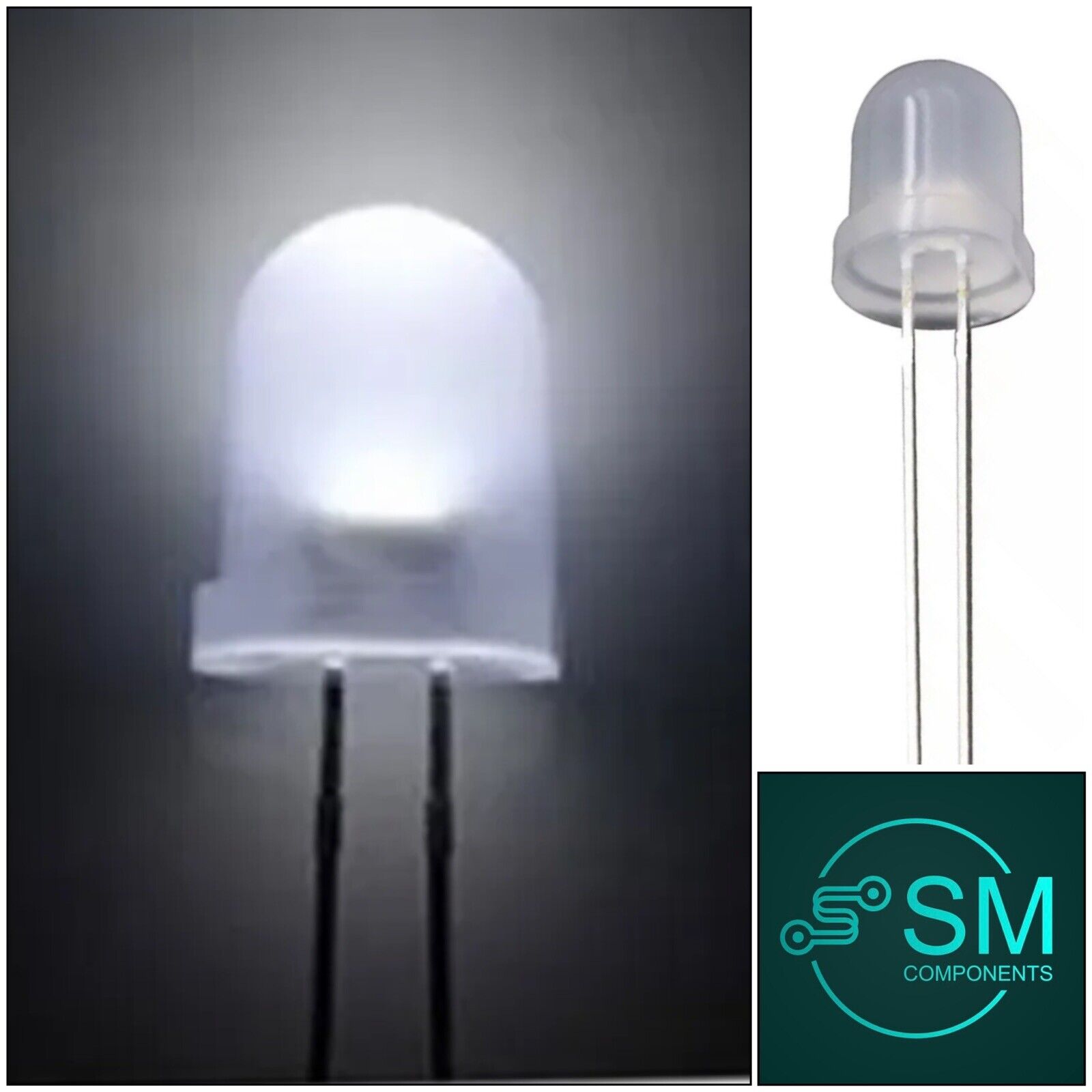 50pcs 8mm F8 COOL WHITE LED Diffused Light Emitting Diode Super Bright ...