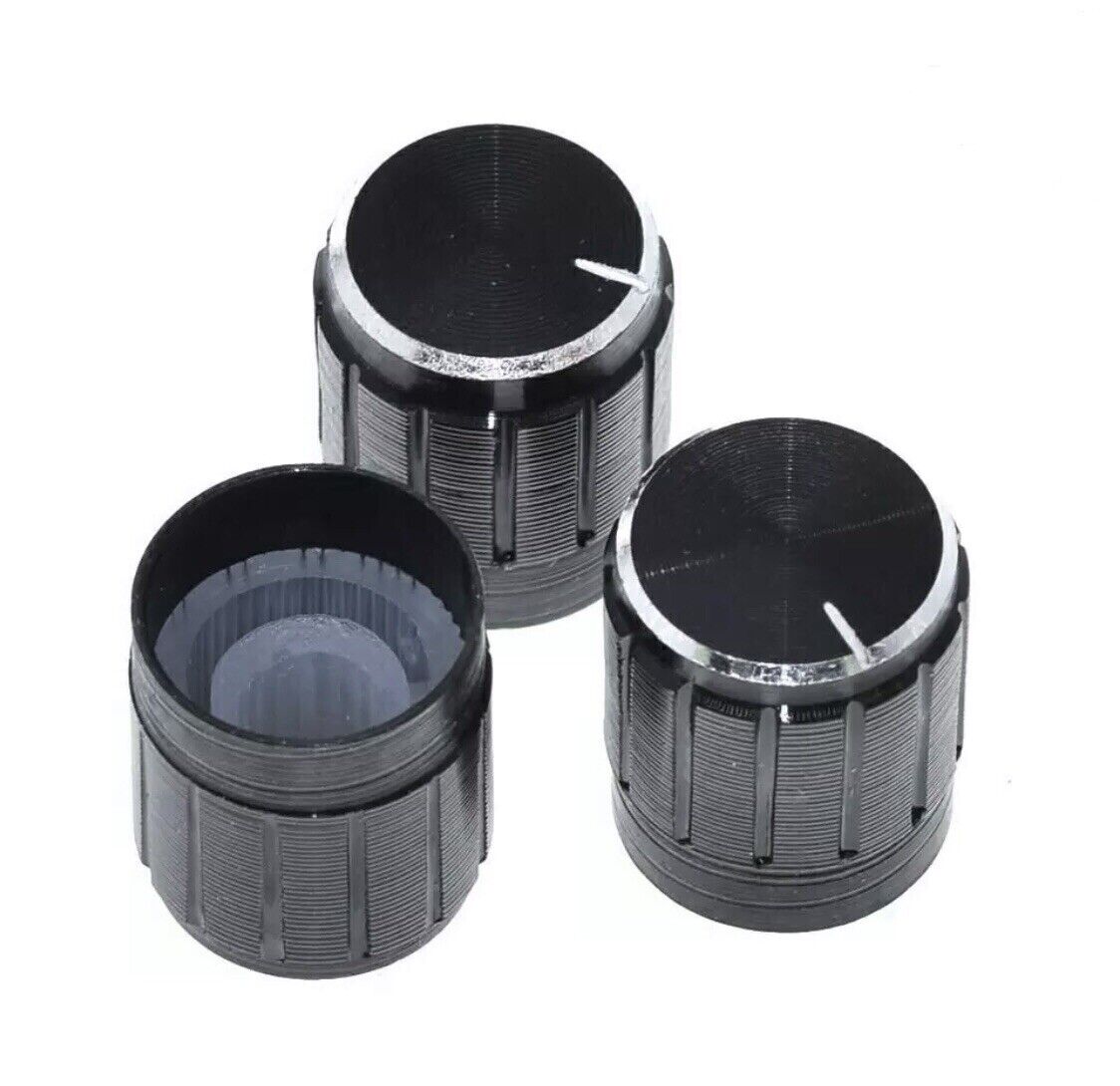 10pcs Black Aluminium Rotary Volume Knobs Suit 6mm Shaft Potentiometer 15x17mm