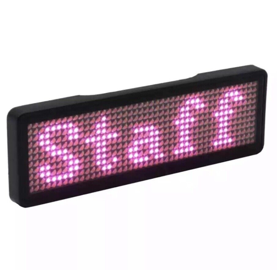 Rechargeable PINK LED Scrolling Name Badge  Message Scrolling Blue Tooth Badge