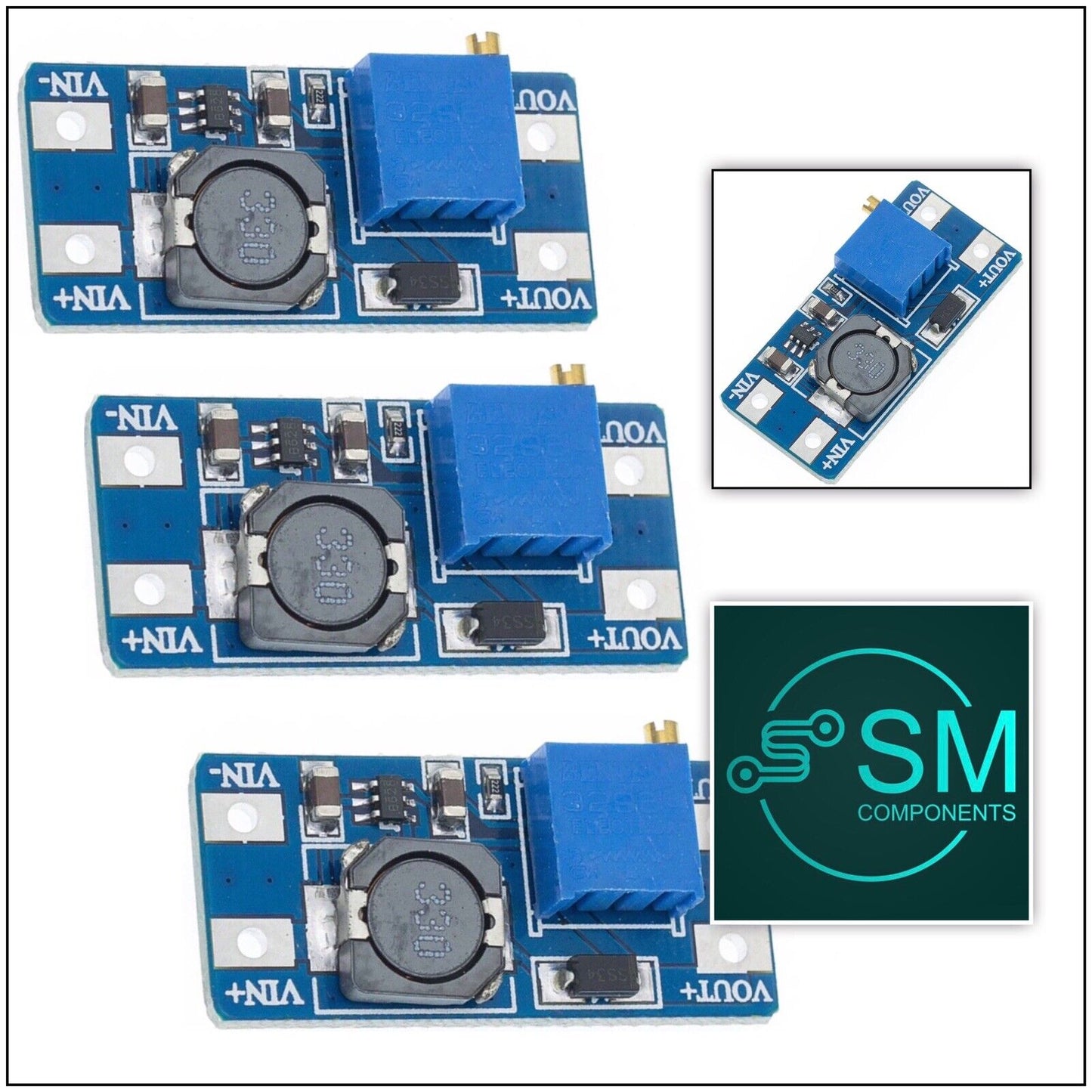 3PCS MT3608 2A Max DC-DC Step Up Power Module Boost Power Module 3-5V to 24V DIY