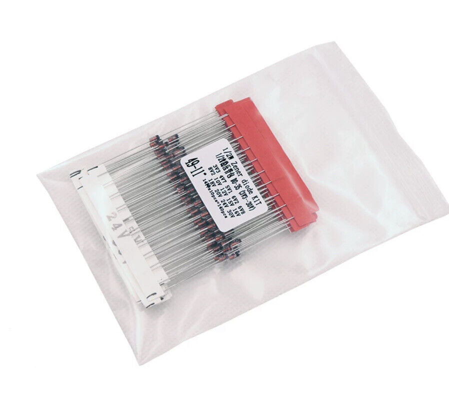 140Pcs 3.3-30V 14 Value 1/2W 0.5W DIY Zener Diode Assorted Kit Voltage Regulator