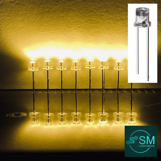 100PCS 3mm WARM WHITE LED Light Emitting Diode Clear Flat Top LED 2800K