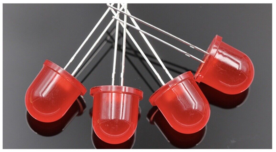 50pcs 12mm Red Diffused LED Light Emitting Diode Super Bright LED 625nm 0.06W