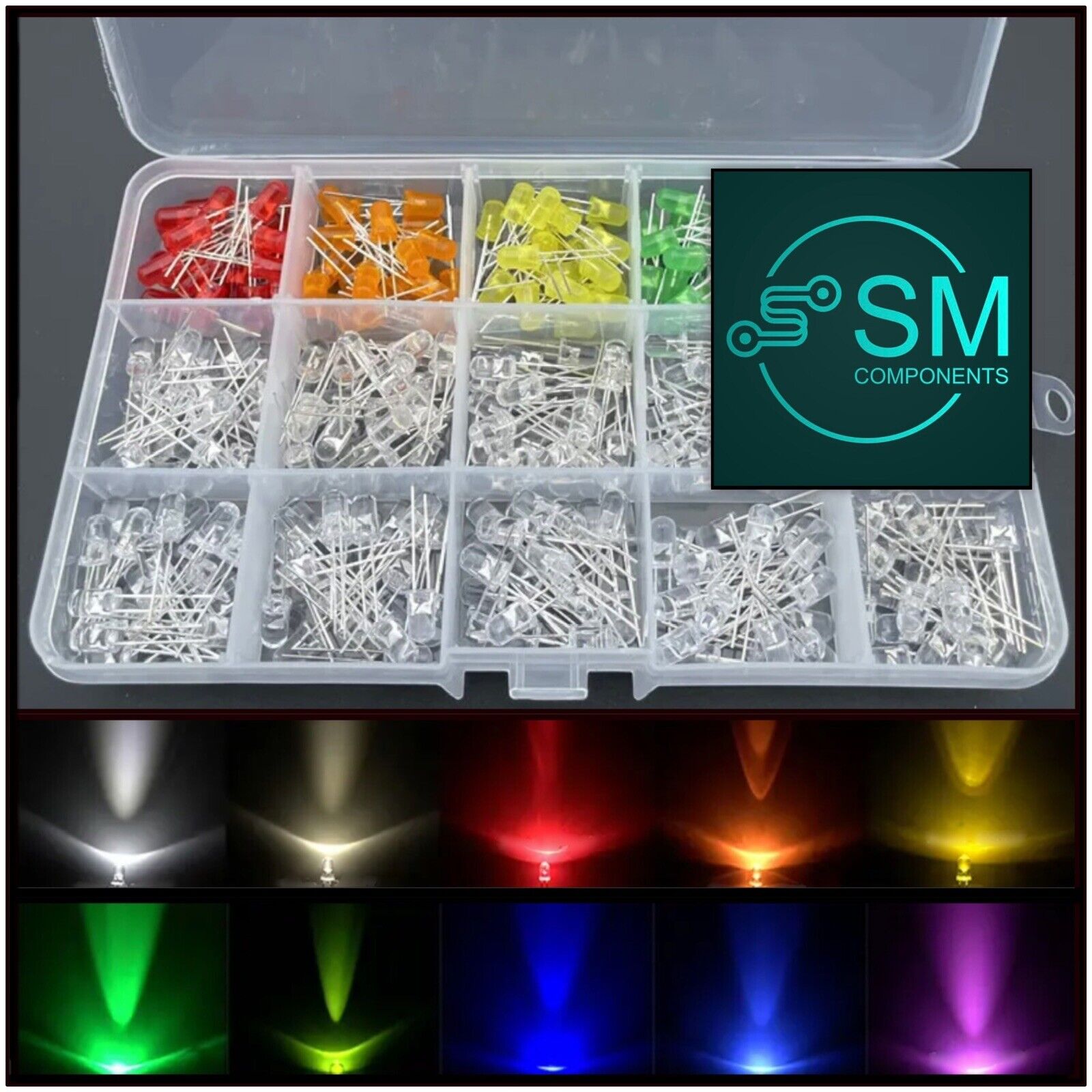 5mm LED 300pcs Light Emitting Diodes 15 Colour Red Green Blue Etc Asso ...
