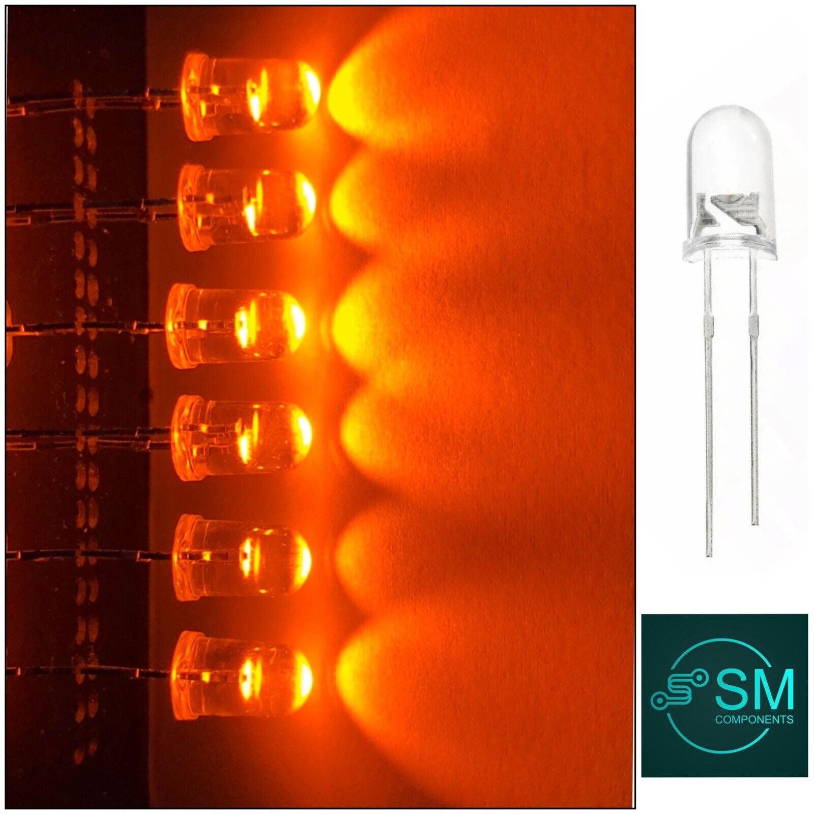 100pcs 5mm Flashing Blinking Orange LED Light Emitting Diodes 1.5hz On ...