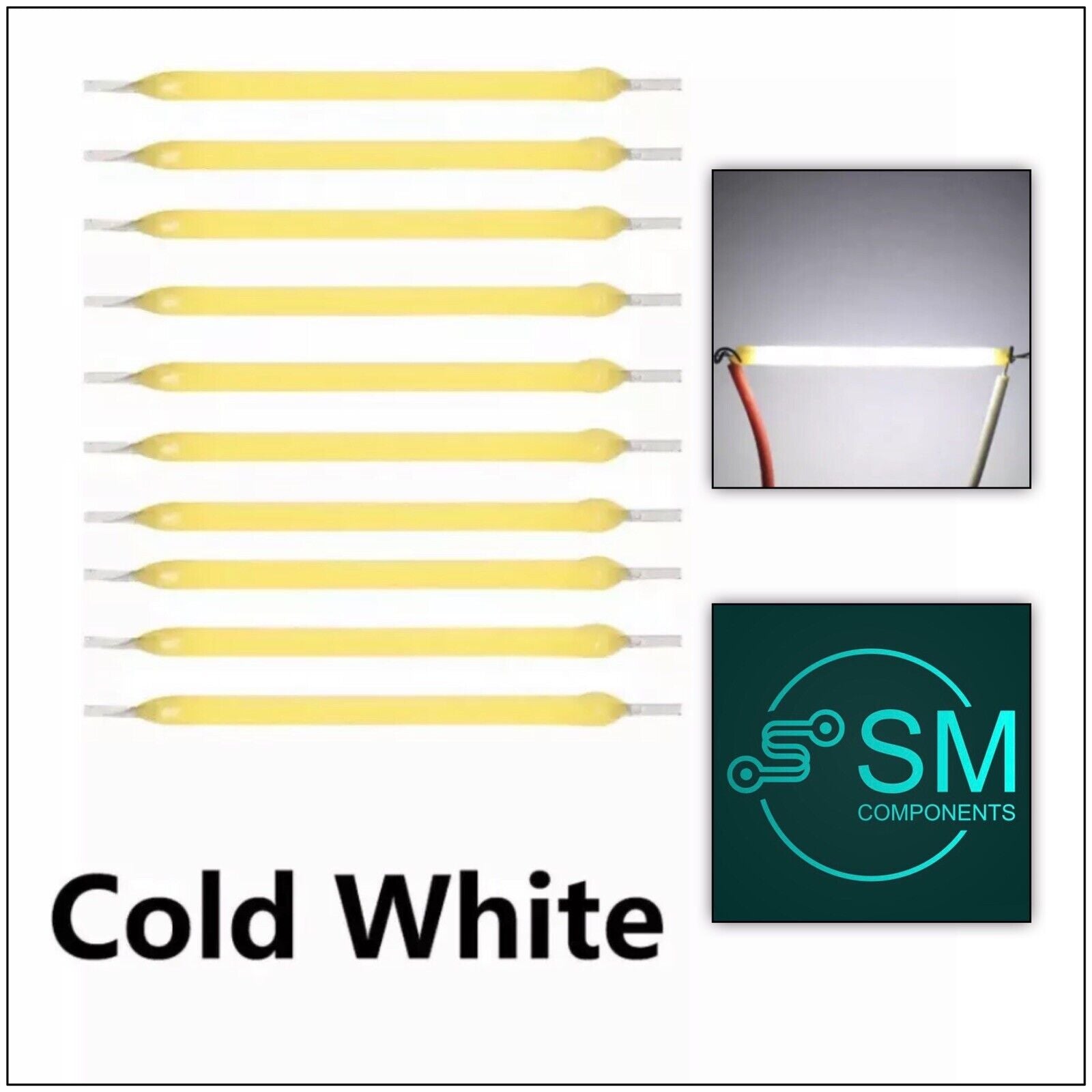 10PCS DC 3V LED 26mm COOL WHITE Silicone Filaments Led Light Emitting ...