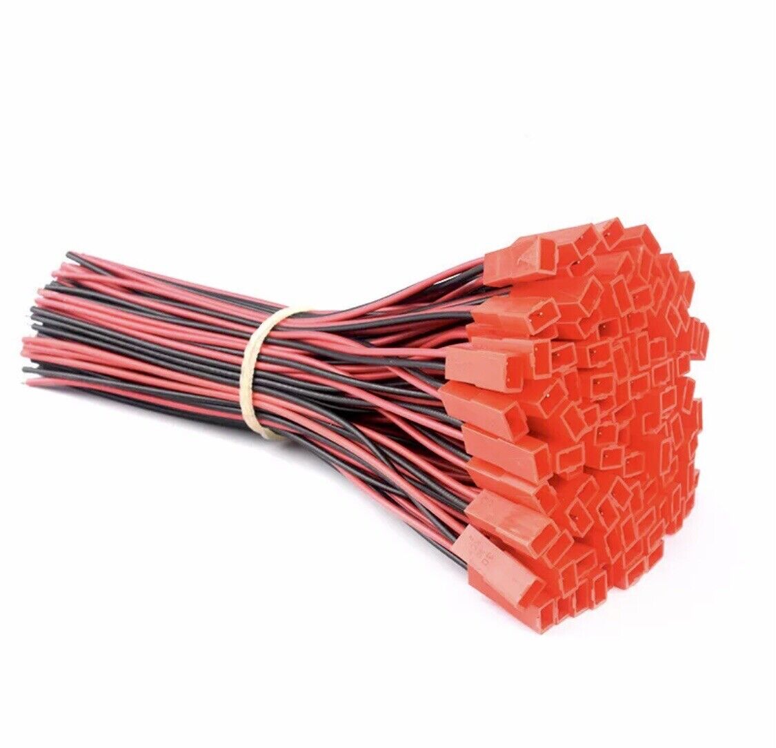 40PCS 100mm JST 2Pin Male Female Cable Connector 24AWG Wire Plug RC Battery
