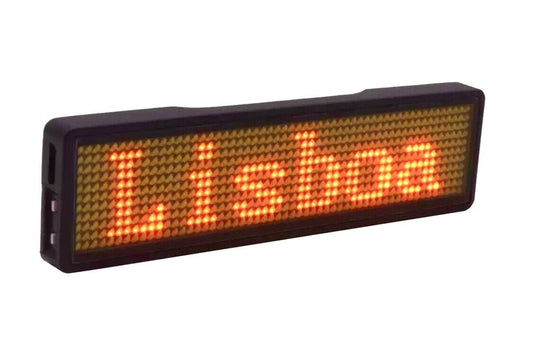 Rechargeable ORANGE LED Scrolling Name Badge  Message Scrolling Blue Tooth Badge