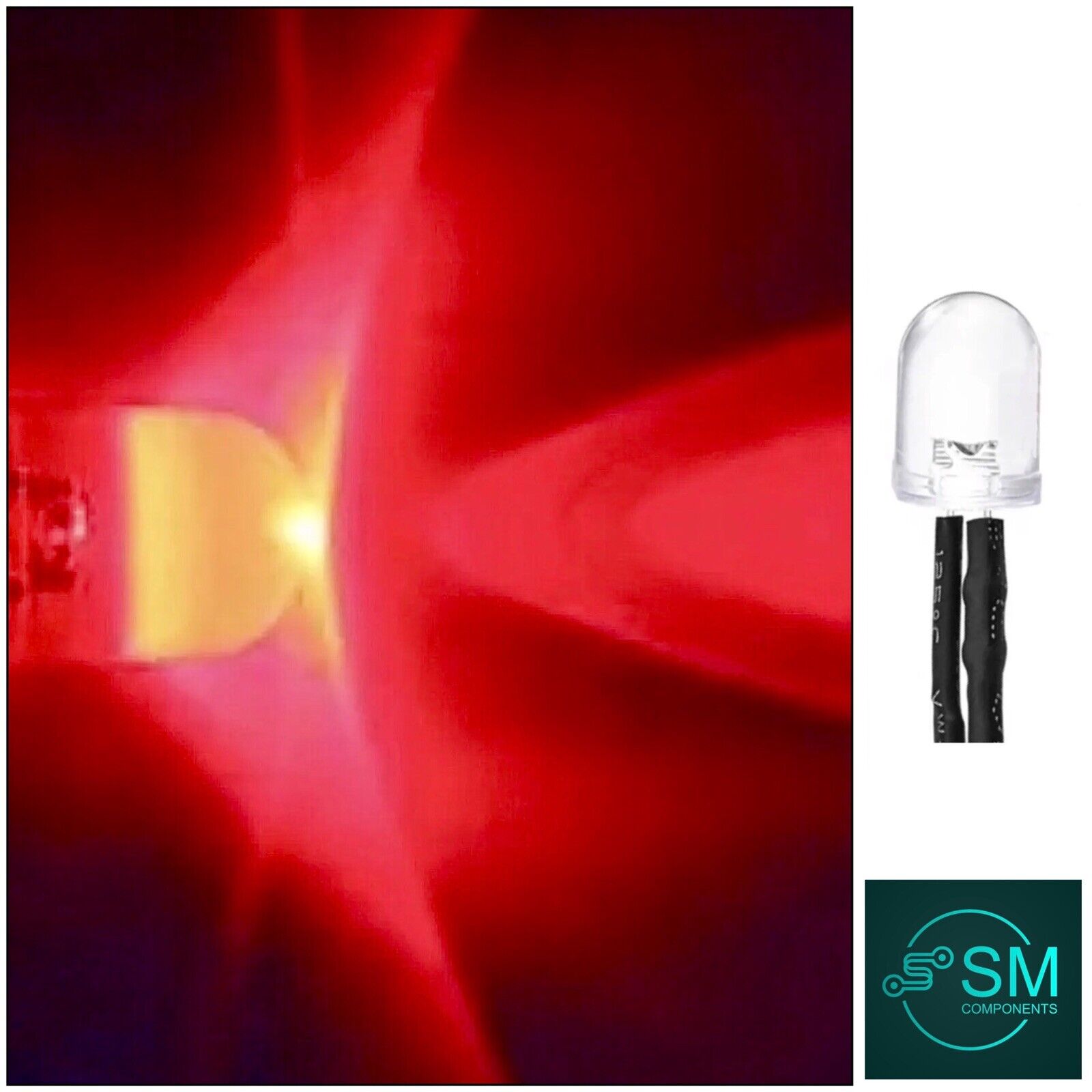10PCS Prewired 10mm RED 1.5Hz FLASHING LED 5-12VDC 20mA 10mm Clear Rou ...