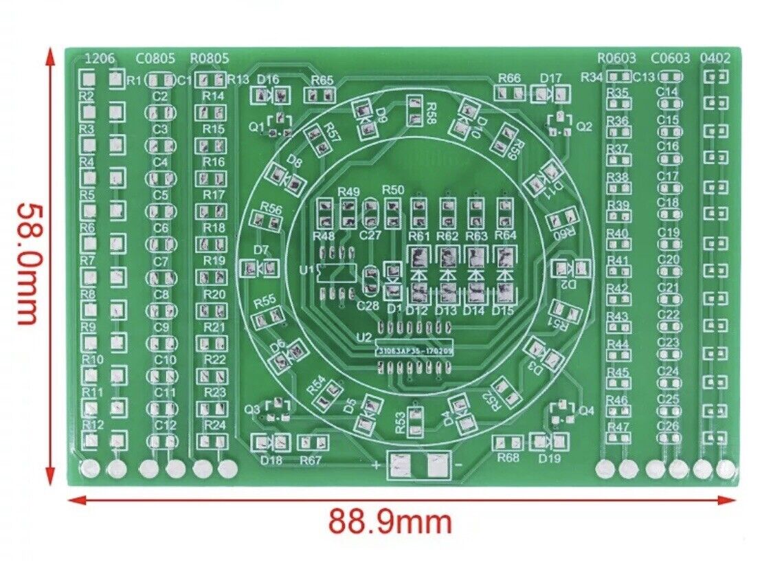 Soldering Practice SMD (GREEN) CD4017 NE555 Rotating LEDS DIY Kit Electronic PCB