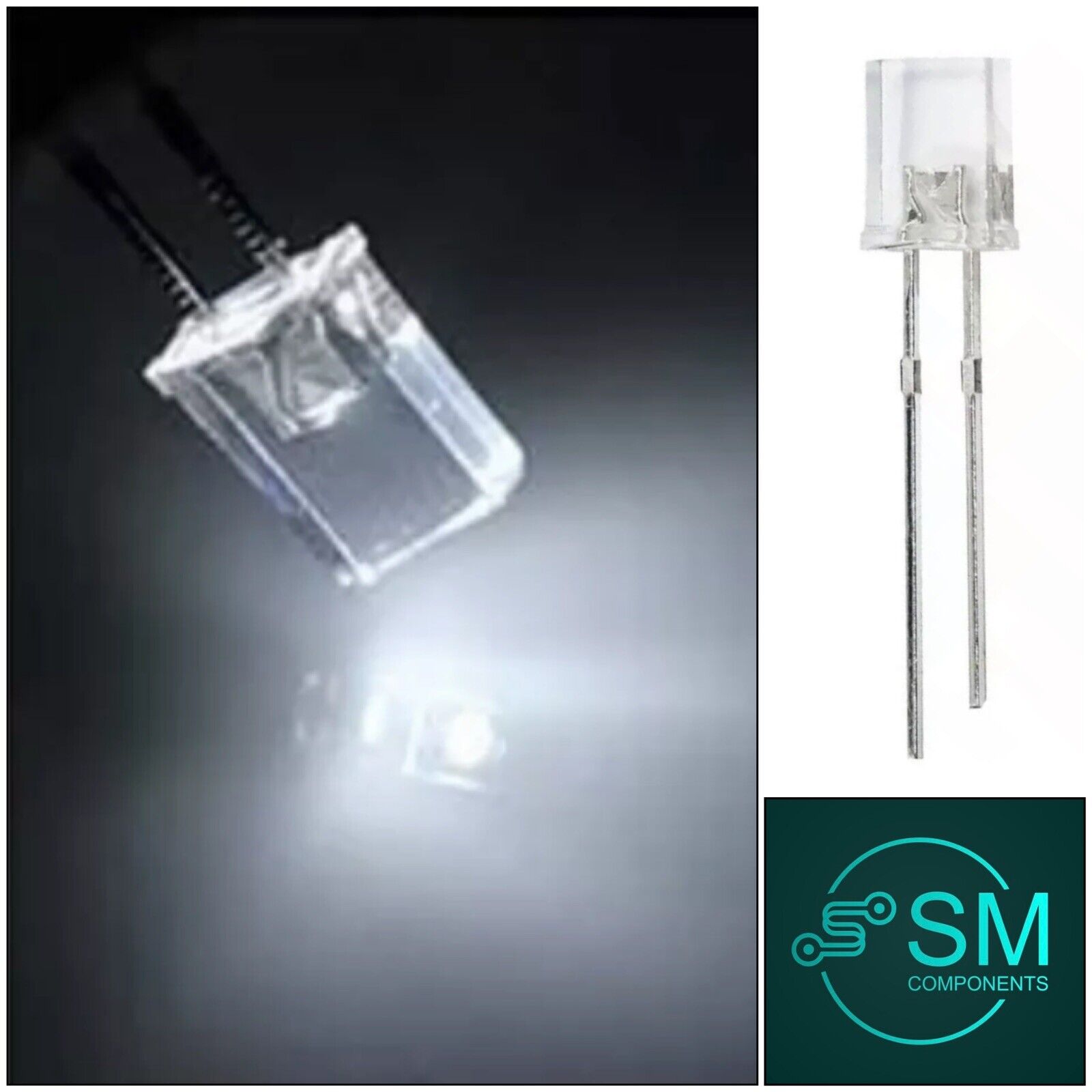 100pcs 2x5x7mm COOL WHITE Clear Resin Square Led Light Emitting Diode ...