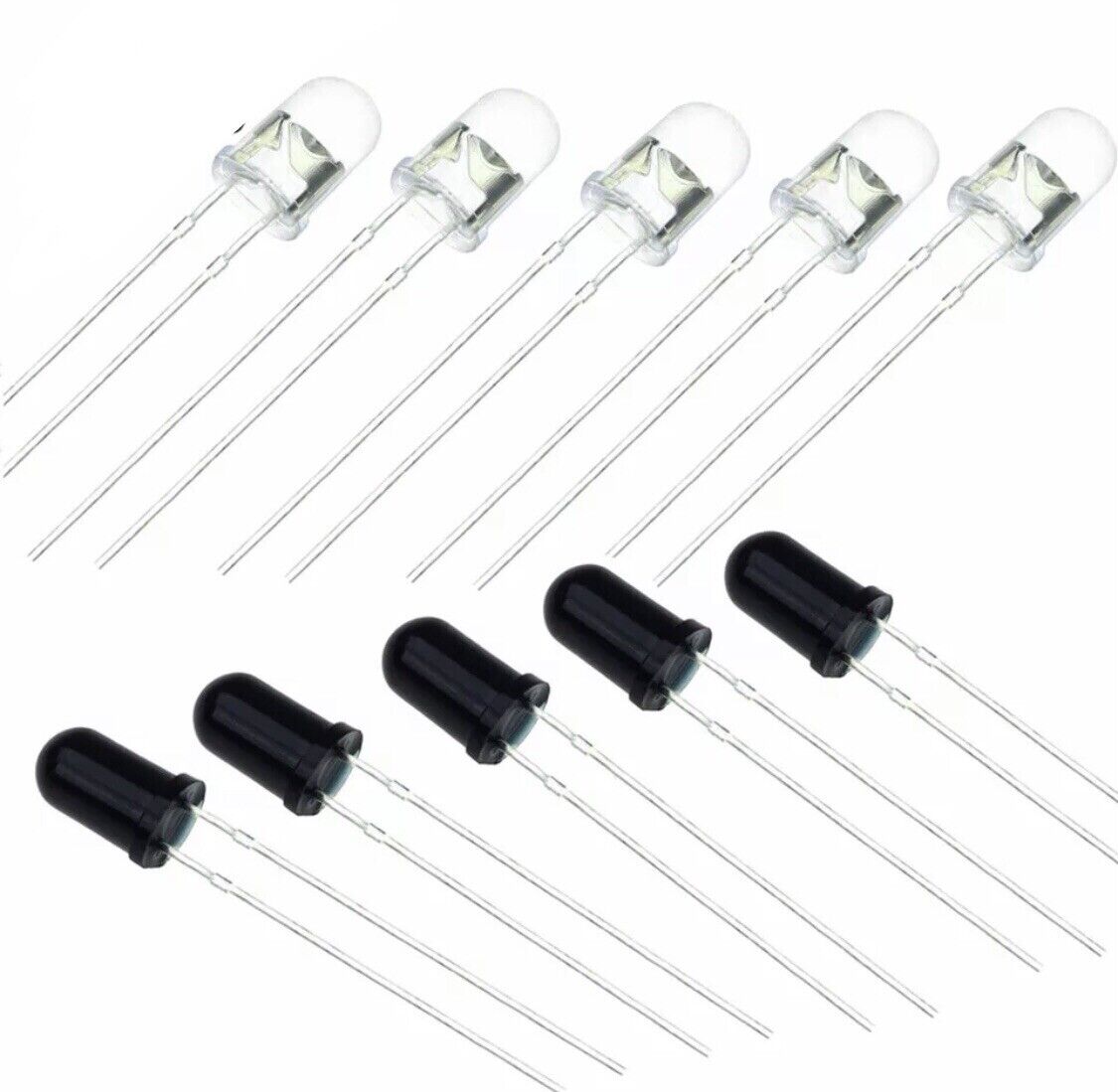 50PCS 5mm IR LEDS EMITTER, RECEIVER 5mm 940nm 25 Sets IR infrared diod ...