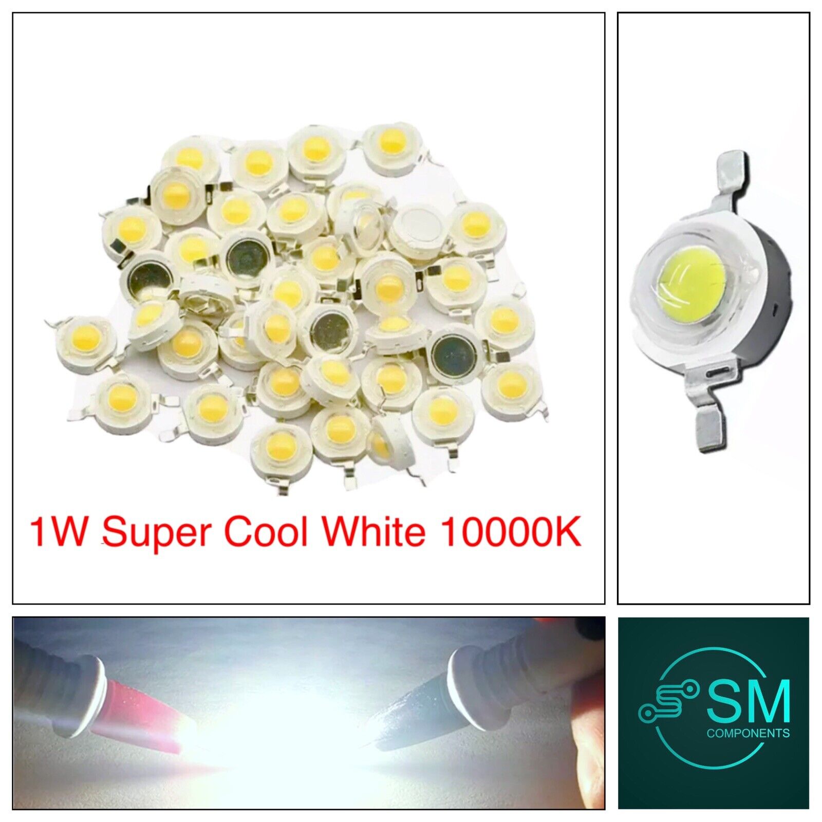 Single Led Strong 20 Pieces 1W LED High Power SMD LED 28mil Light Bead SUPER COOL WHITE ...