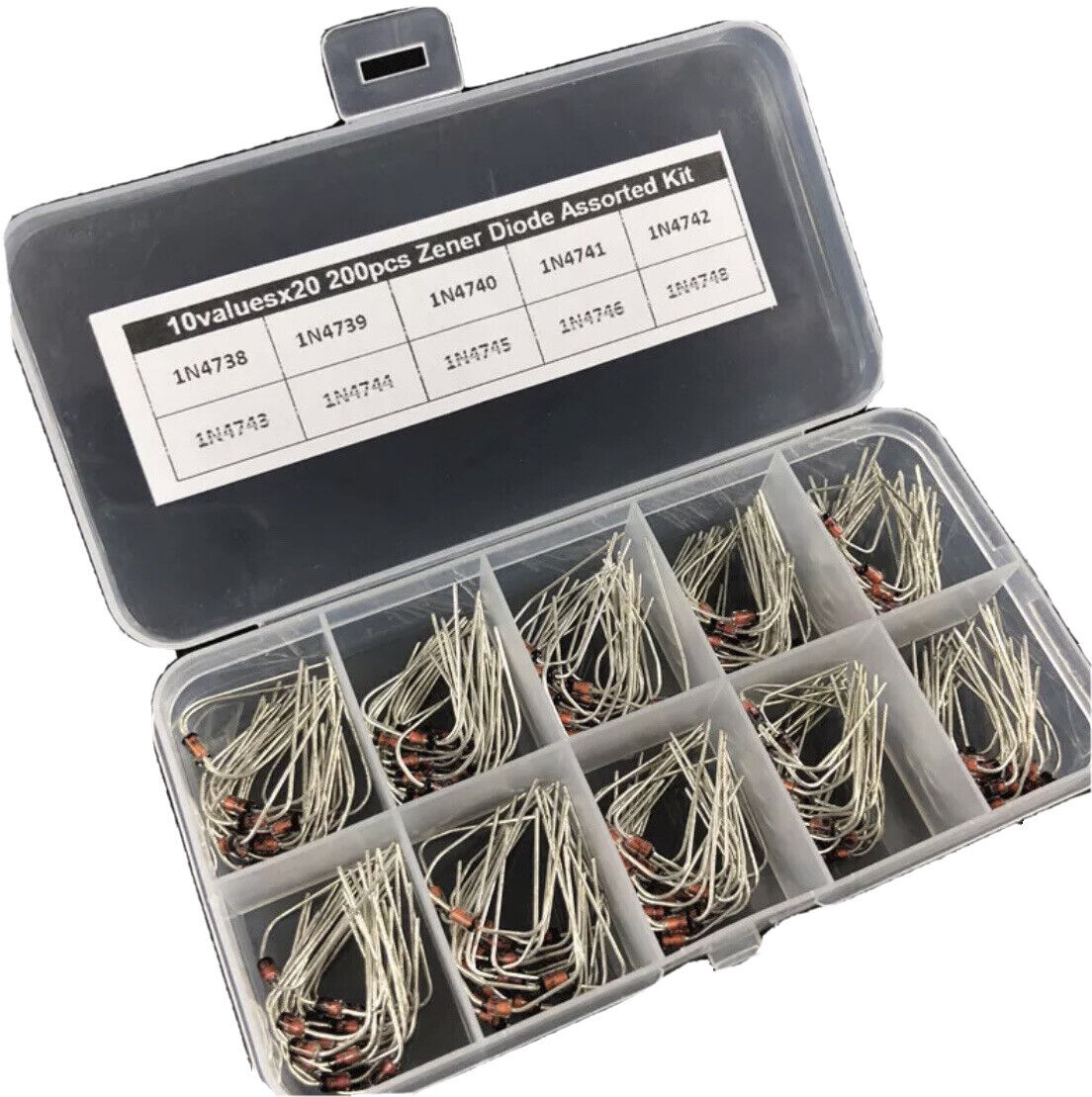 400PC Zener Diode Kit 1N4728~1N4737 DIY Electronic Component Kit 3.3V ...