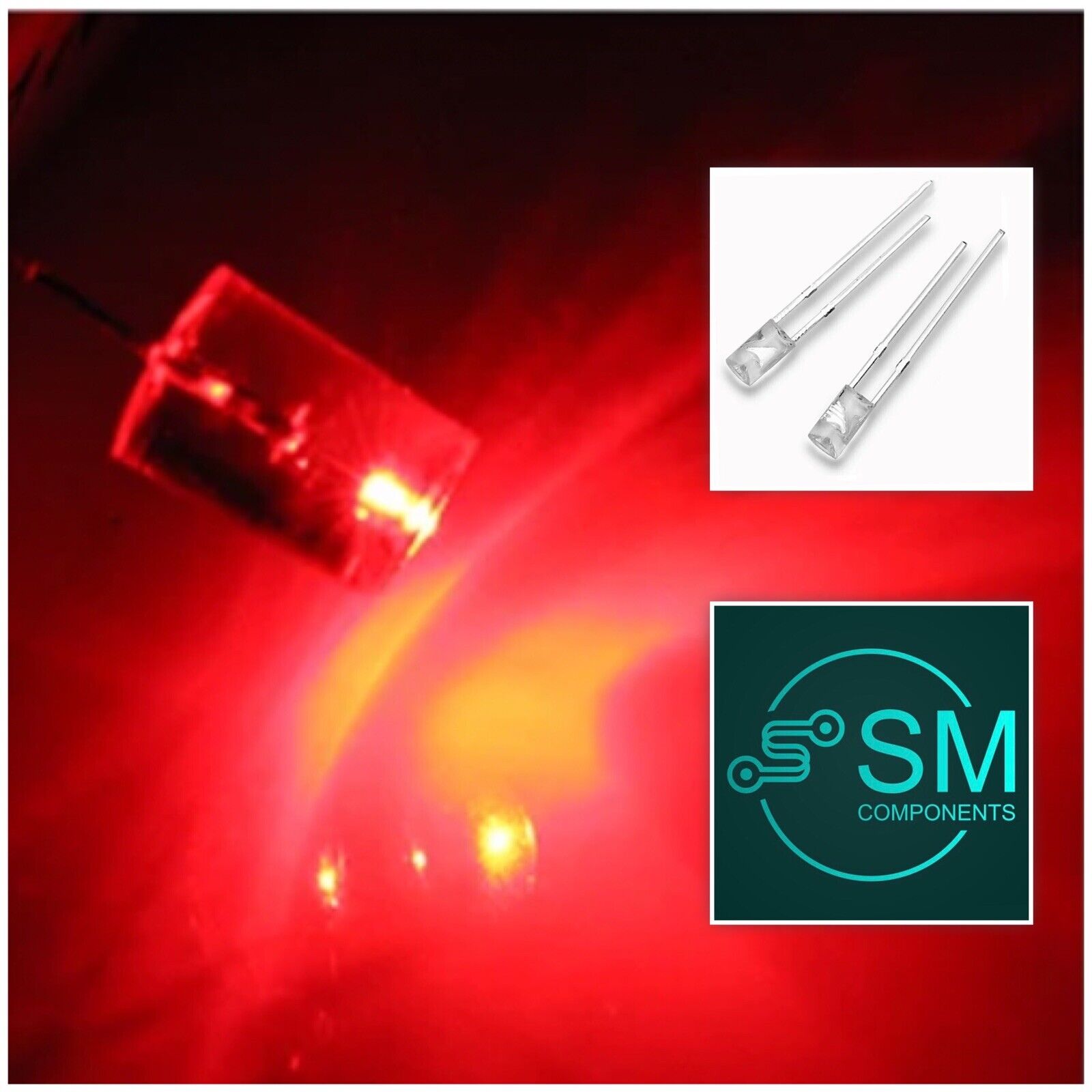 3mm LED Flat Top Concave RED Light Emitting Diode 100pcs Clear Top Con ...