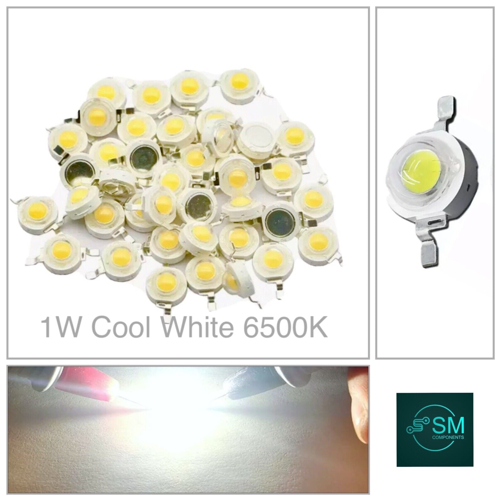 20 Pieces 1W LED High Power SMD LED 28mil Lights Beads Cool White LED ...