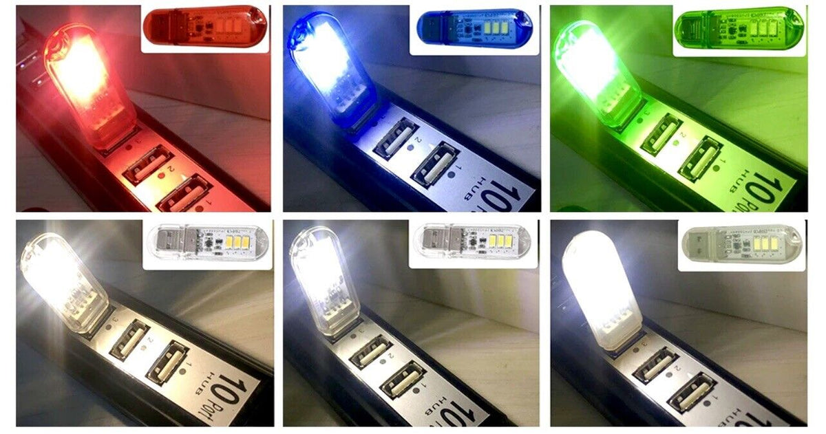 3x Leds 3PCS USB Stick LED Night desk Portable Reading Light 3 x LEDs ALL COLO ...