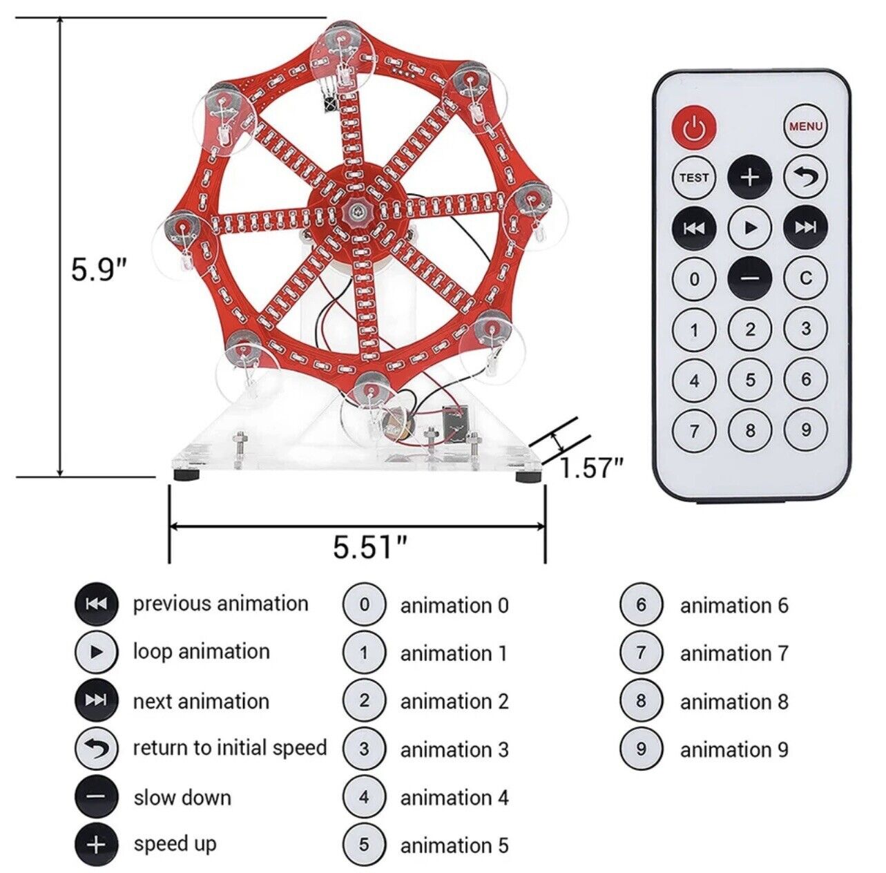 DIY Rotating Ferris Wheel KIT Colourful LED Lights SMD Practice Includes Motor