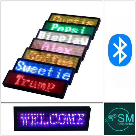Rechargeable PURPLE LED Scrolling Name Badge  Message Scrolling Blue Tooth Badge
