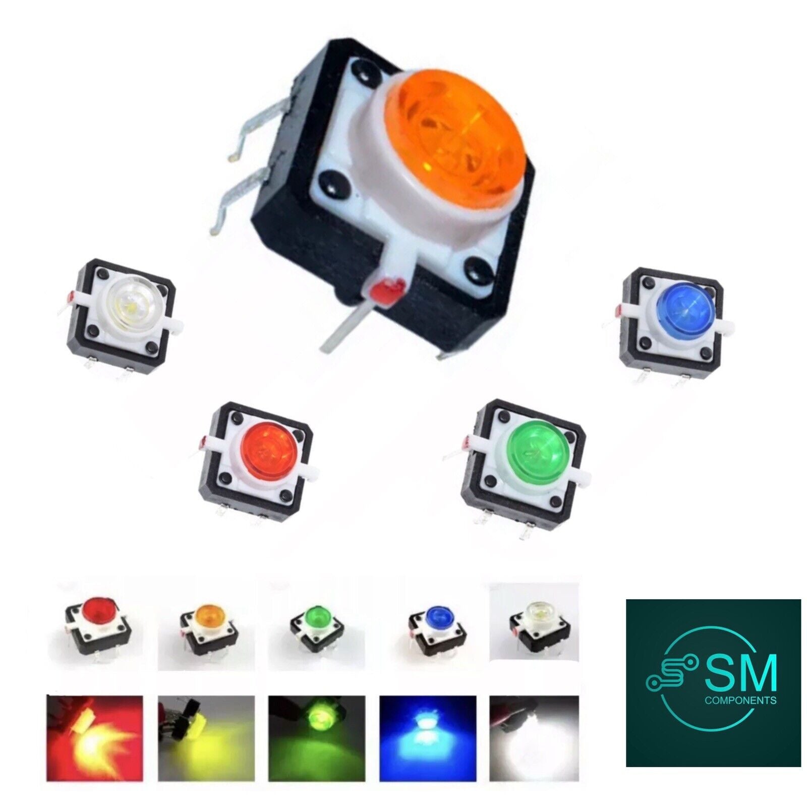 5PCS 12X12X7.3 Tactile Push Button Switch Momentary Tact LED 5 Color 12X12X7.3mm 12 * 12 * 7.3mm UNRLHBBFD(Yellow 5PCS 12X12X7.3 Tactile Push Button Switch Momentary Tact LED 5 Color 12X12X7.3mm 12 * 12 * 7.3mm UNRLHBBFD(Yellow