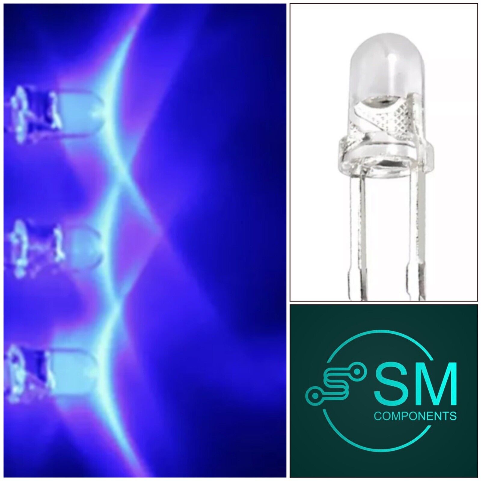 3mm Flashing LEDS 100PCS Blinking Blue Clear Top LED Light Emitting Di ...