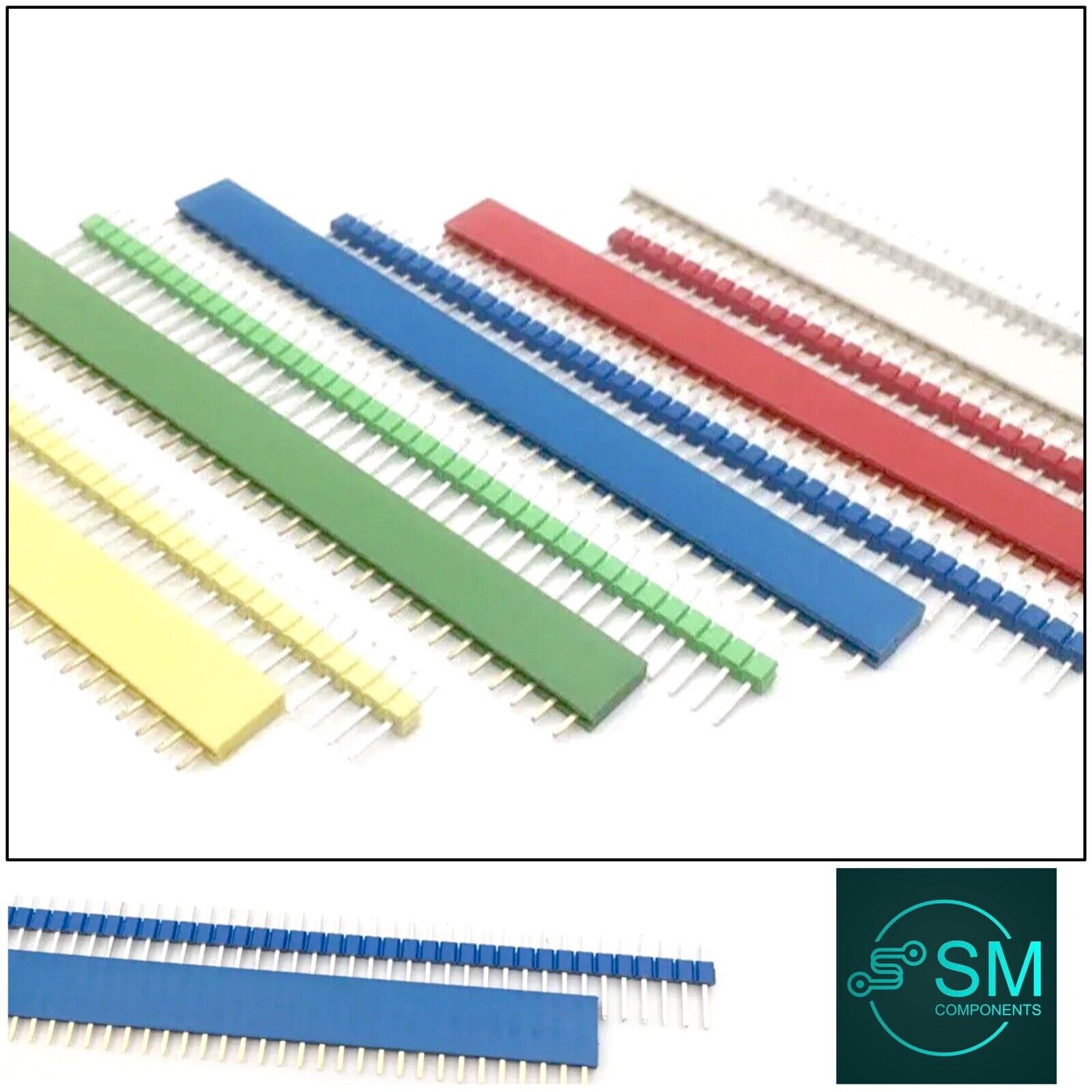 8pcs (4Pr) *WHITE* 40 Pin Socket Arduino Single Row Header Male & Fema ...