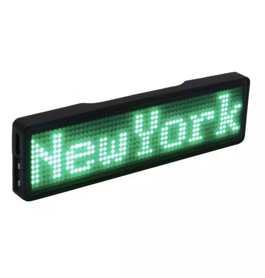 Rechargeable GREEN LED Scrolling Name Badge  Message Scrolling Blue Tooth Badge