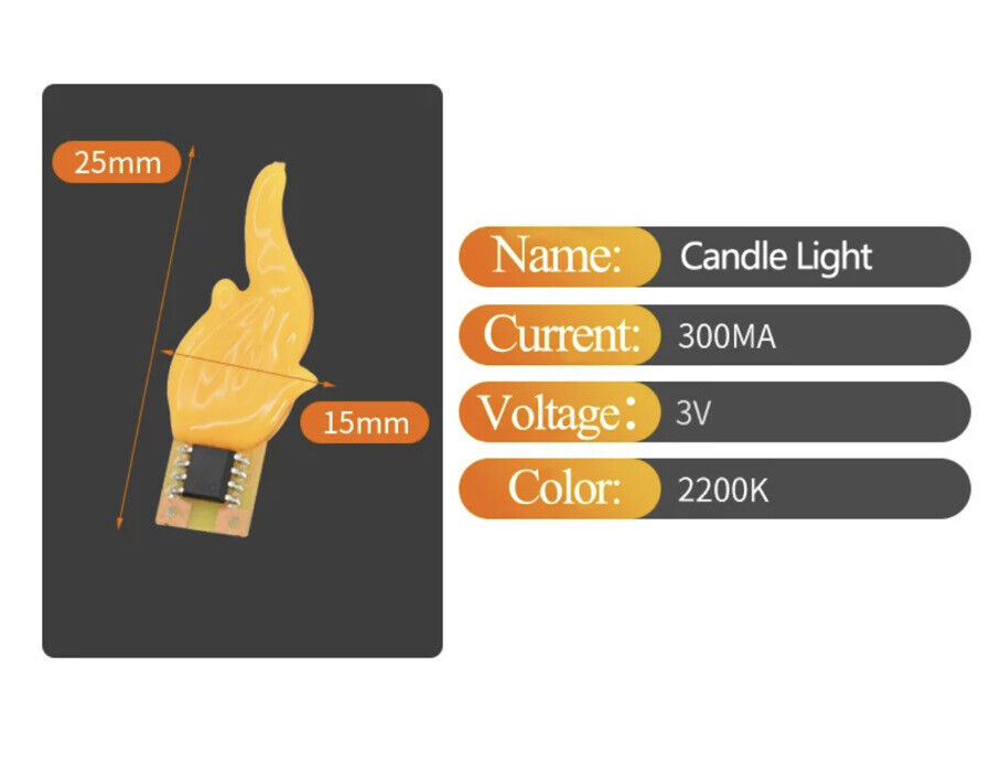 3 x LED Flicker Flame Diode Candle True Colour Flame DIY Candle – SM ...