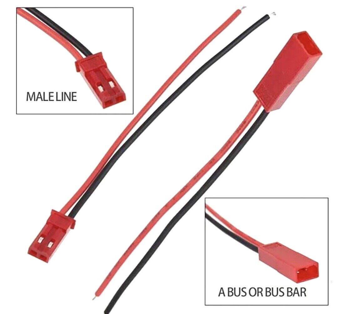 40PCS 100mm JST 2Pin Male Female Cable Connector 24AWG Wire Plug RC Battery