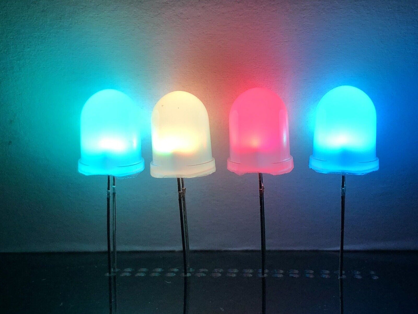 50PCS 10mm LED Light Emitting Diode RGB 7 Colour SLOW flash Round DIFFUSED Top