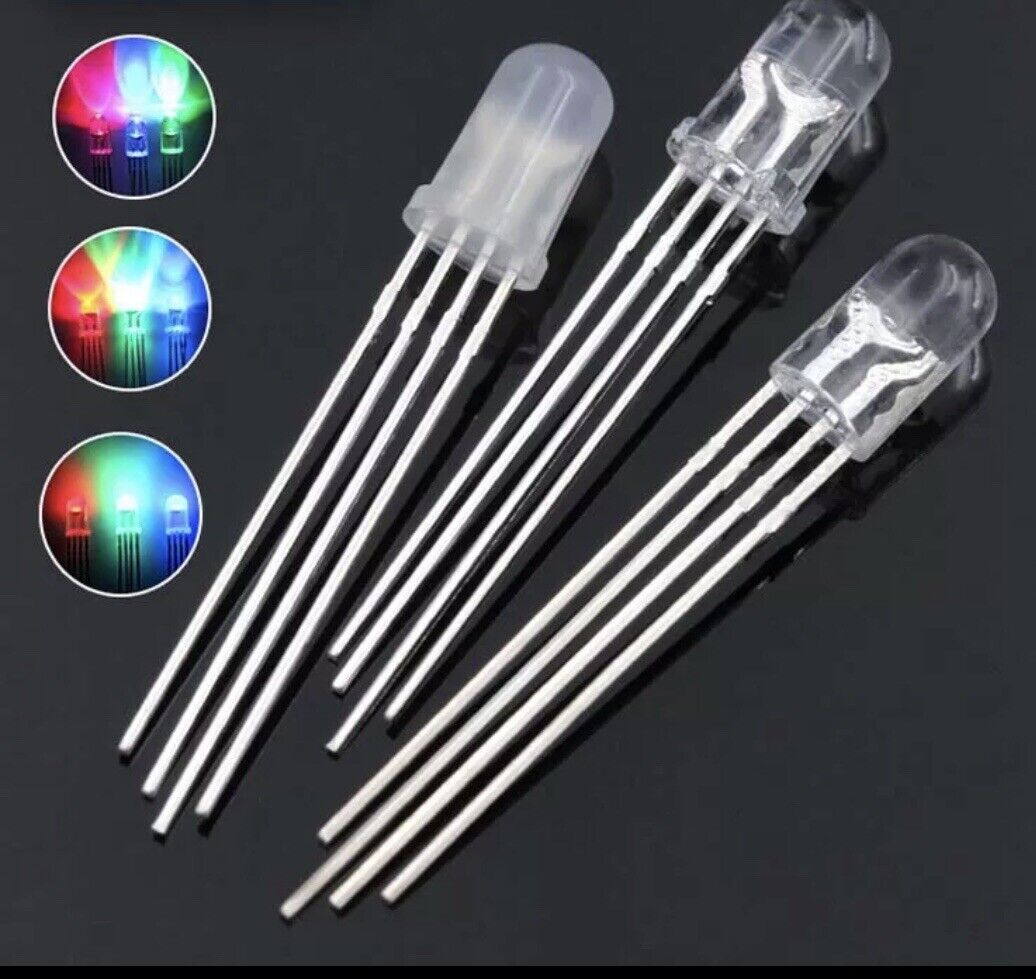 100pcs 5mm LED 4pin RGB Red Green Blue Clear Top Tricolour Common Cathode LED