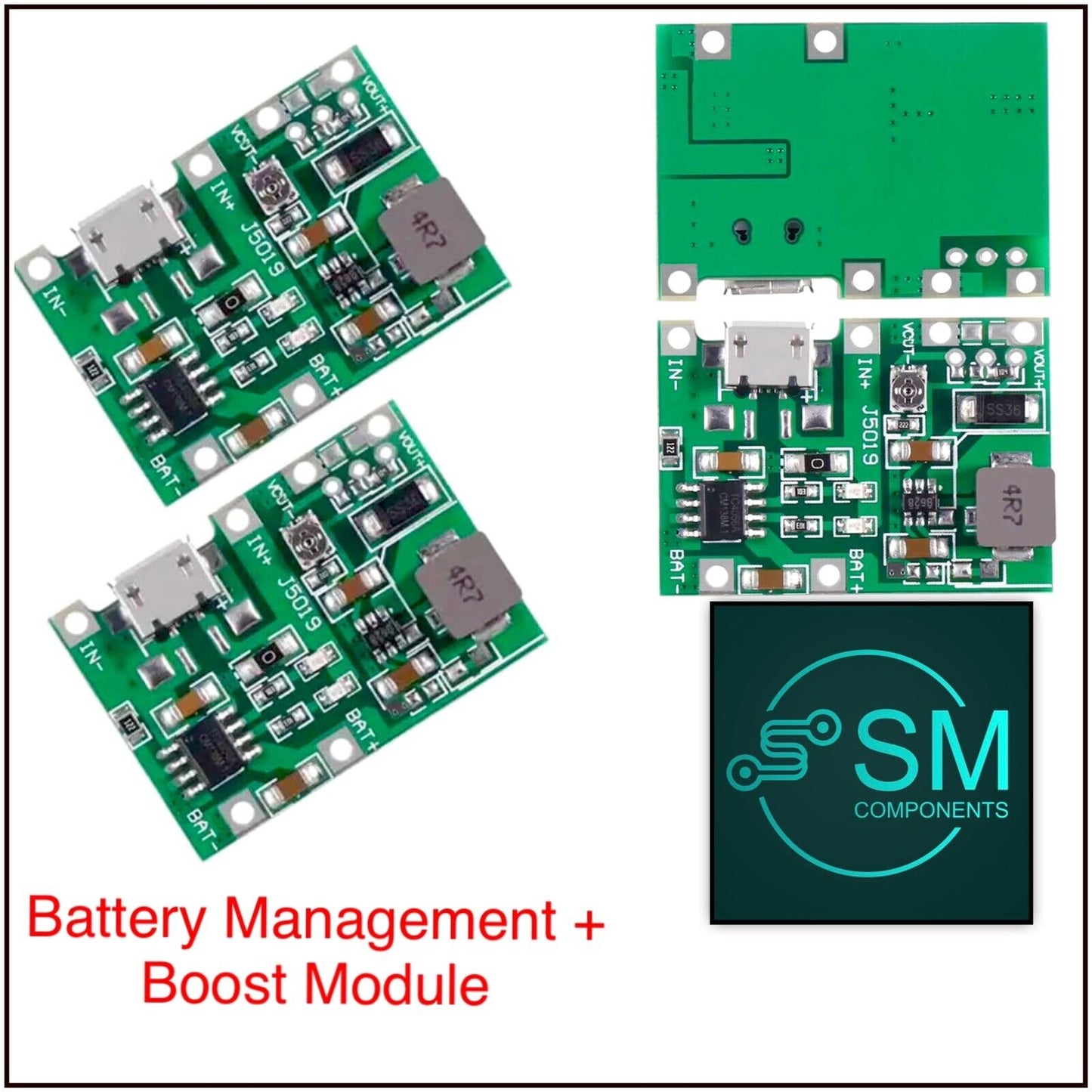 3PCS Lithium Battery Boost J5019 Charging & Protection TP4056 Module Micro USB