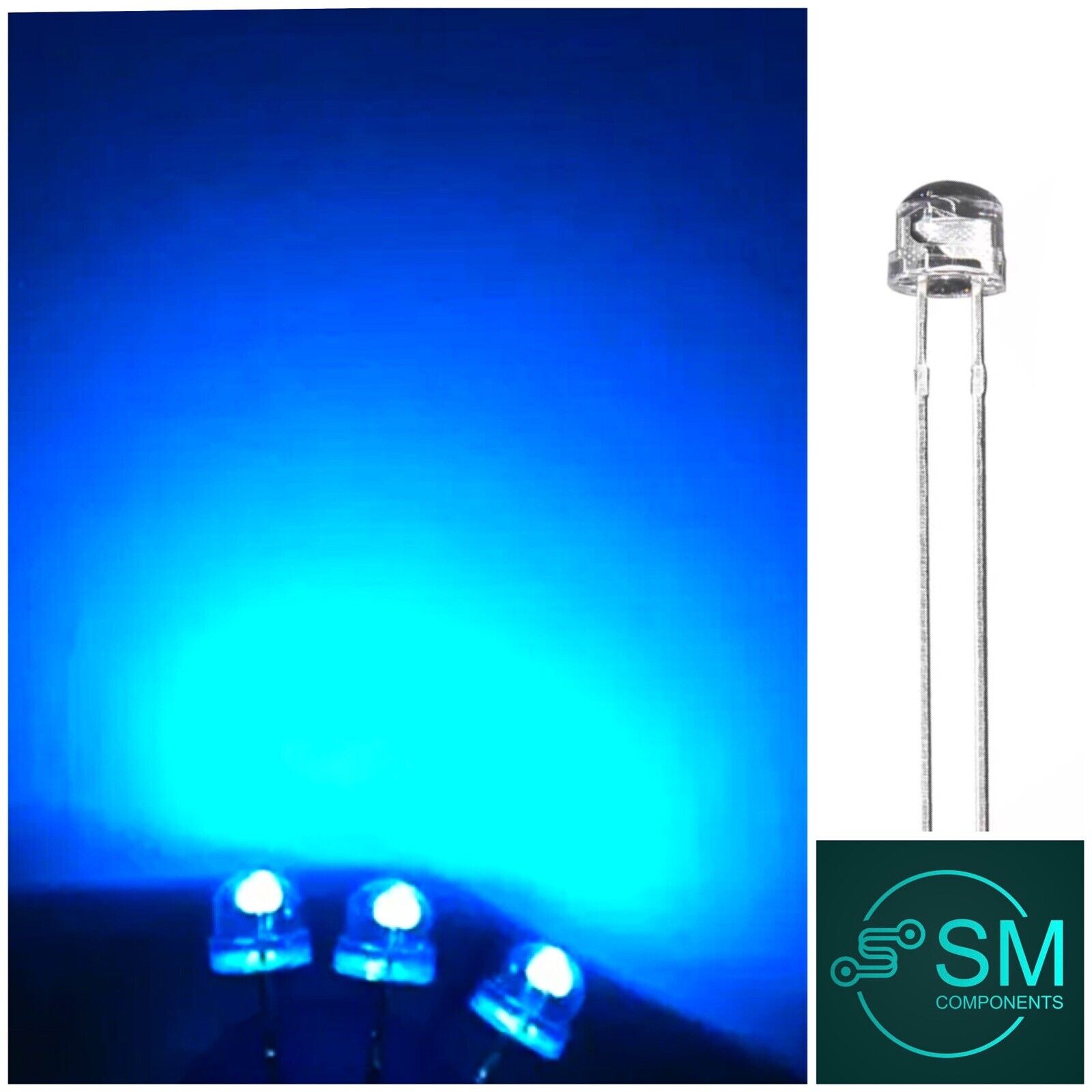 Blue Caps Led 5mm Blue Straw Hat Large Chip LED Light Emitting Diode 100pcs Round Cl ...