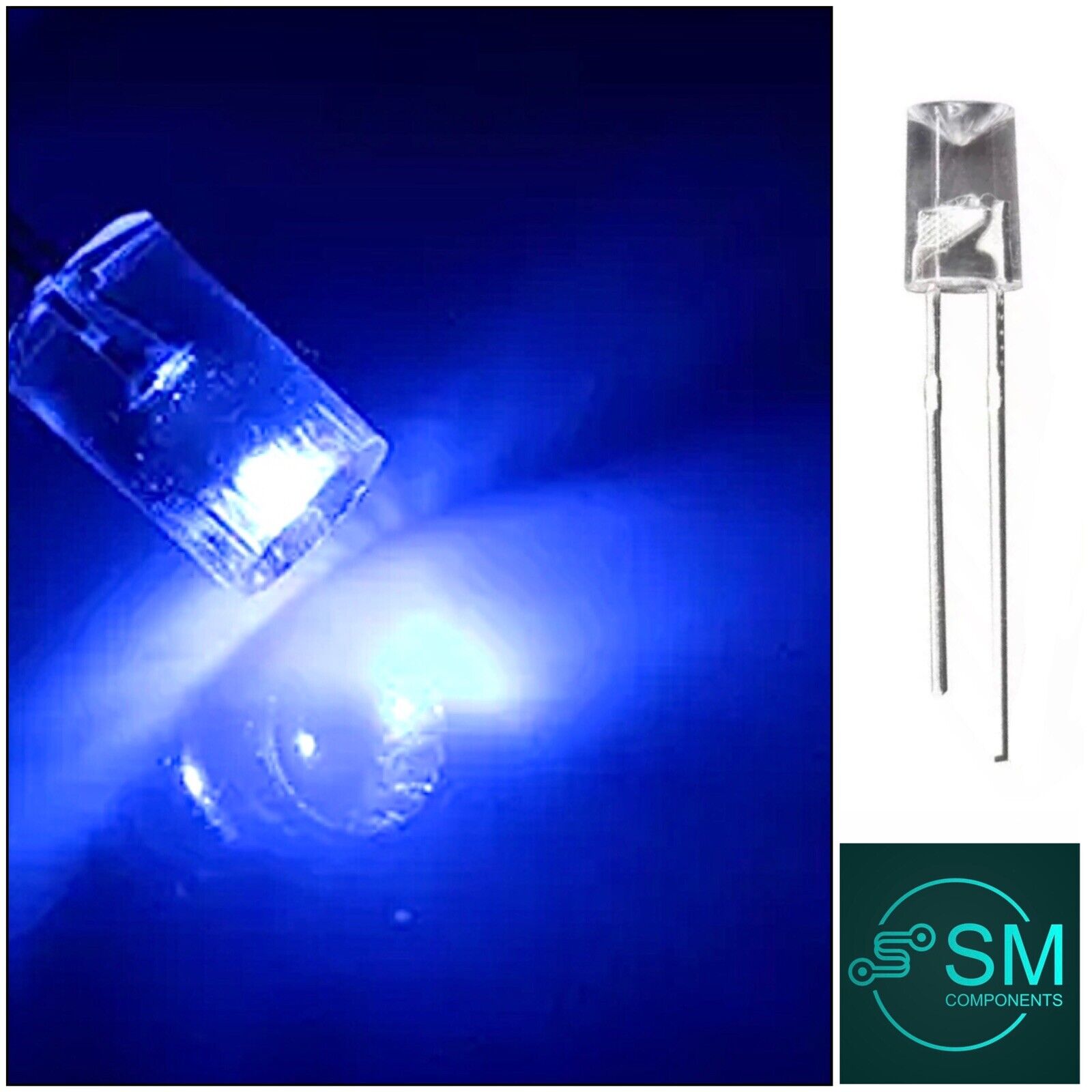 5mm Blue Led Light Emitting Diode Flat Top Concave 100pcs Clear Top ...