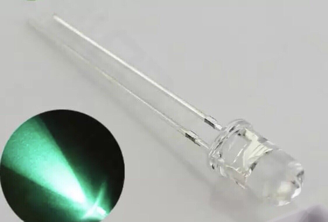 100PCS 5mm Cyan LEDS Light Emitting Diode 500nm Led Diode Round Head ...