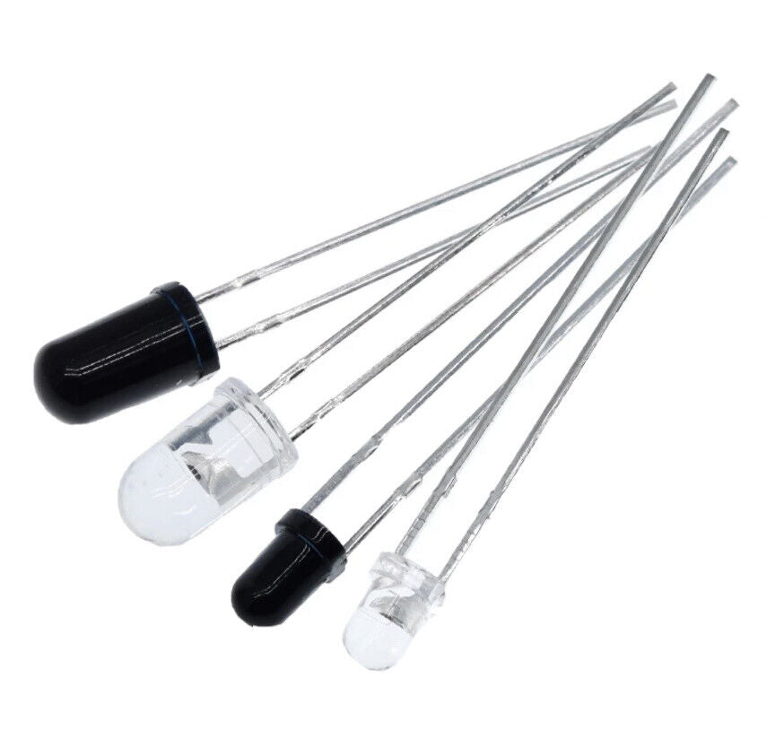 50PCS 5mm IR LEDS EMITTER, RECEIVER 5mm 940nm 25 Sets IR infrared diod ...