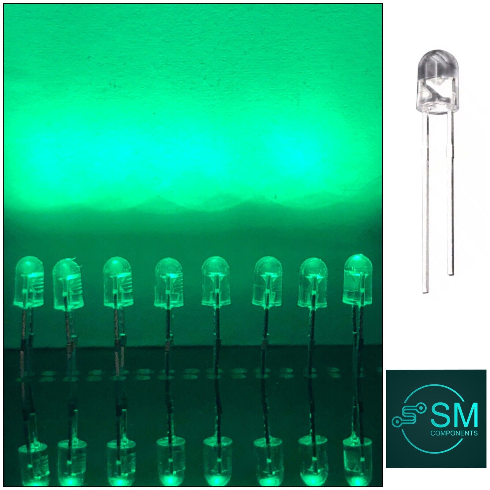 3mm Cyan LEDS Light Emitting Diode 500nm 100 Pcs Led Diode Round Head ...