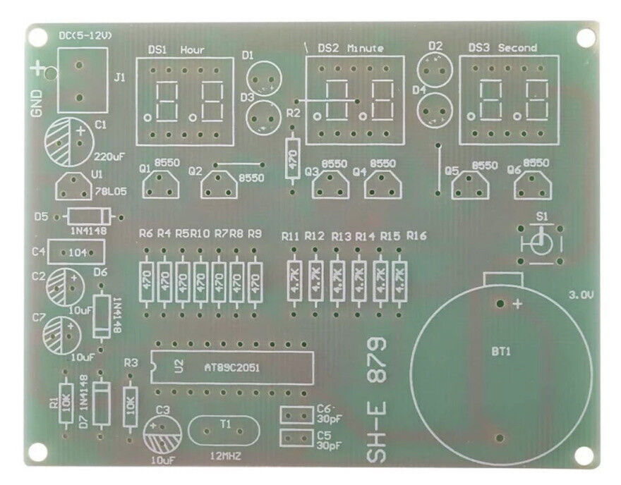 DIY Kit Electronic Digital Clock AT89C2051  Tube LED Display Beginners Training