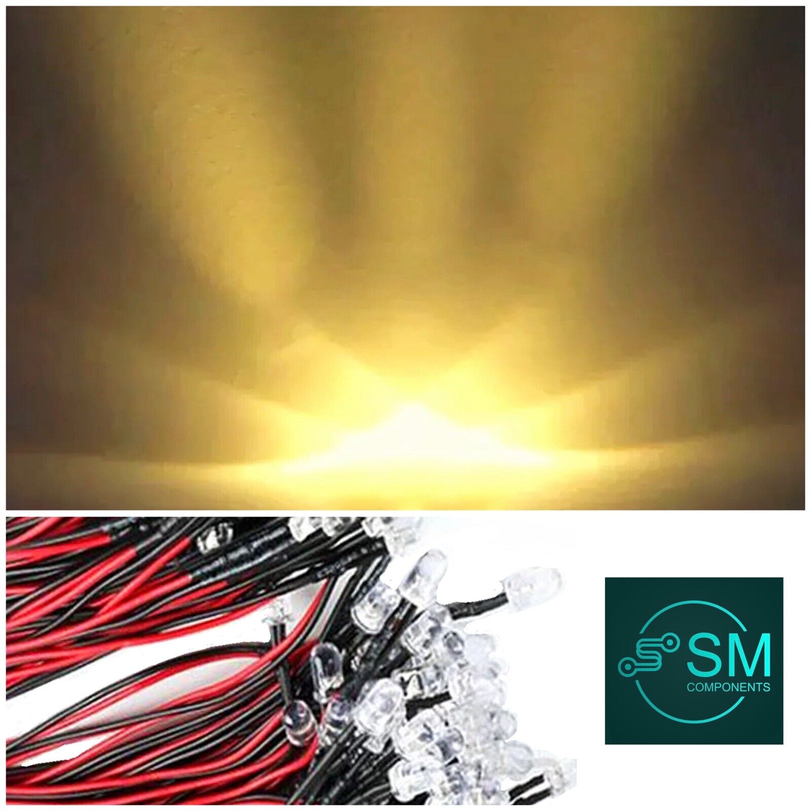 20pcs Prewired 5mm WARM WHITE LED DC 12V 5mm Clear Round Light Emittin ...