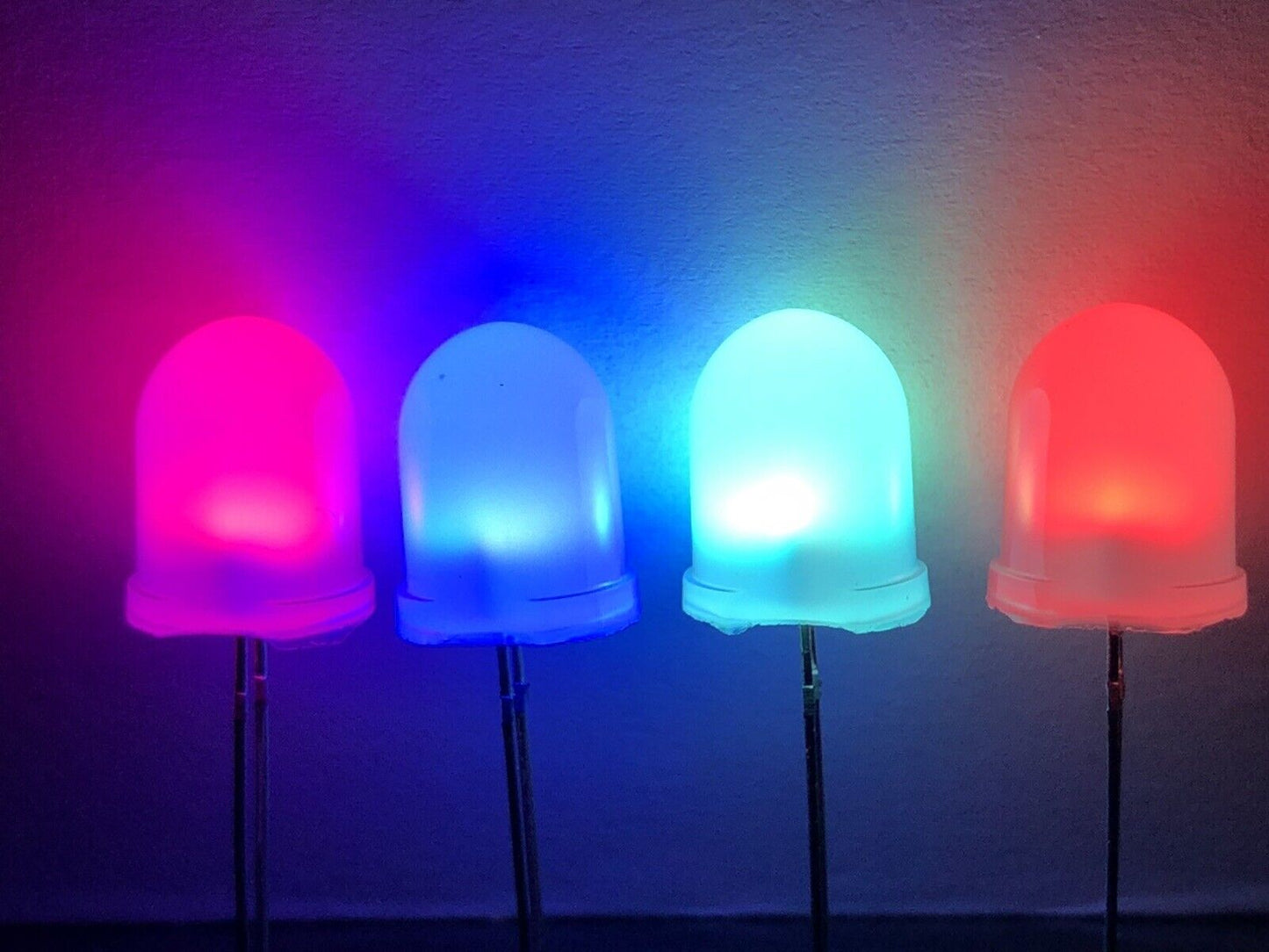 50PCS 10mm LED Light Emitting Diode RGB 7 Colour SLOW flash Round DIFFUSED Top