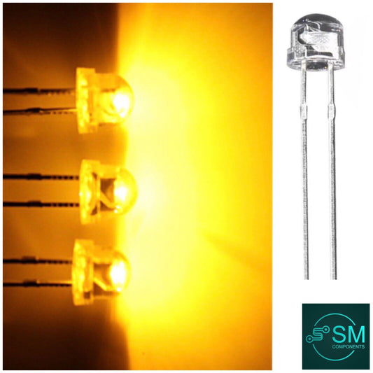 5mm Yellow Straw Hat Led Diode 100pcs Round Head LED Clear Top 590-600nm Yellow