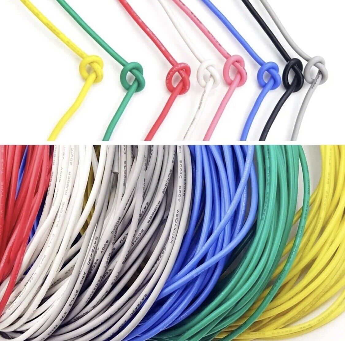22 AWG Flexible Silicone Copper Wire 100PCS Cable 6 Colours 12” 300mm ...
