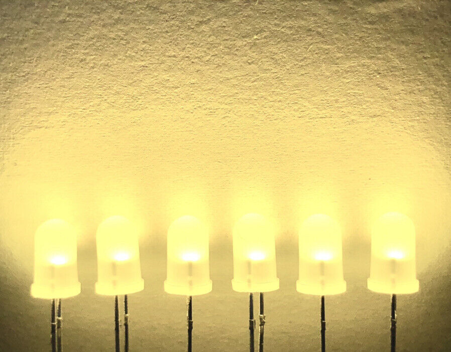 100pcs 5mm Warm White Diffused Round Top LED Diodes Light Emitting Dio ...