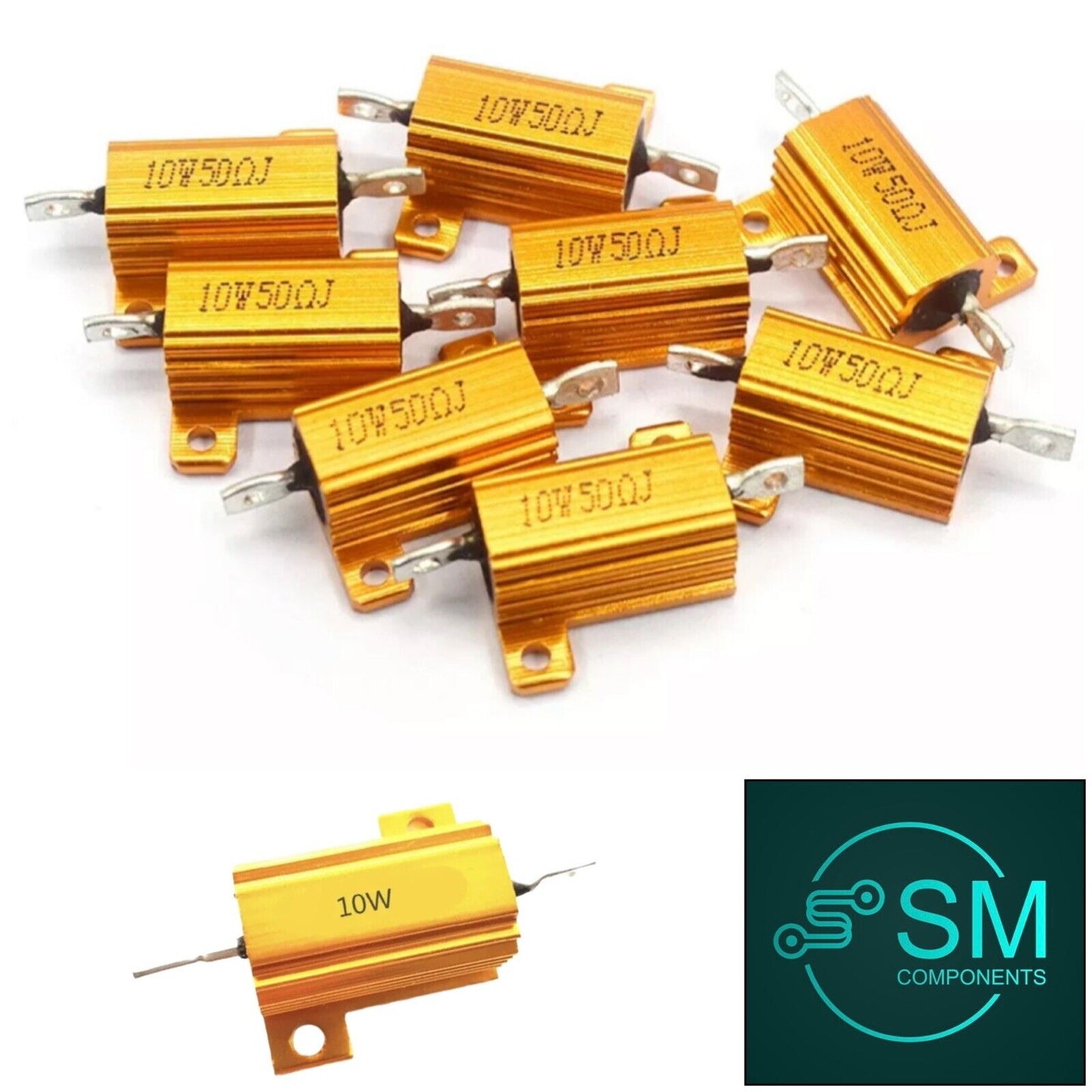 1 X 10 Watt Power Resistor Aluminium Shell Case Wirewound Resistors 0.1Ω~50KΩ