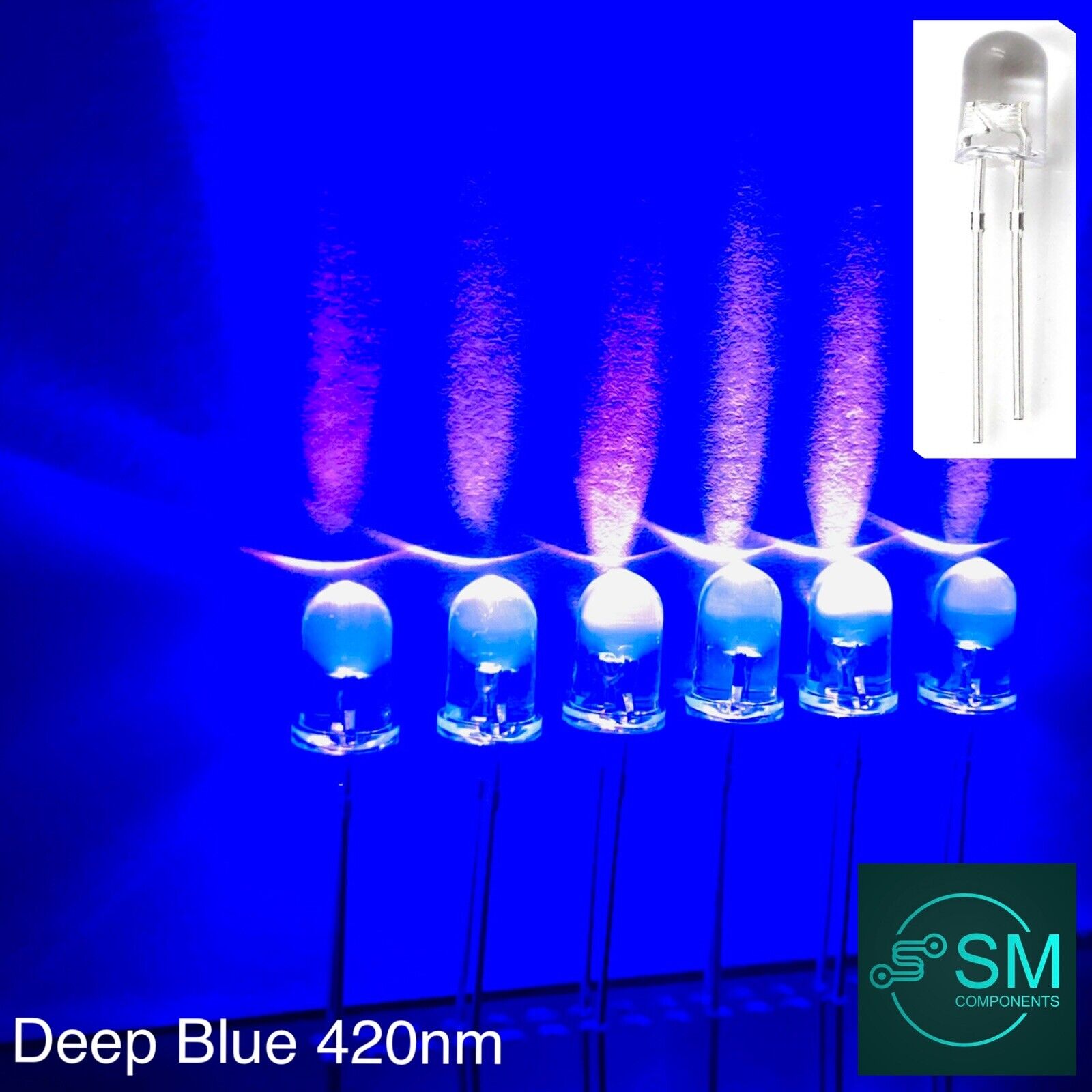 Viola Color Led 5mm DEEP BLUE VIOLET LED Light Emitting Led Diode Clear Round Head NO ...