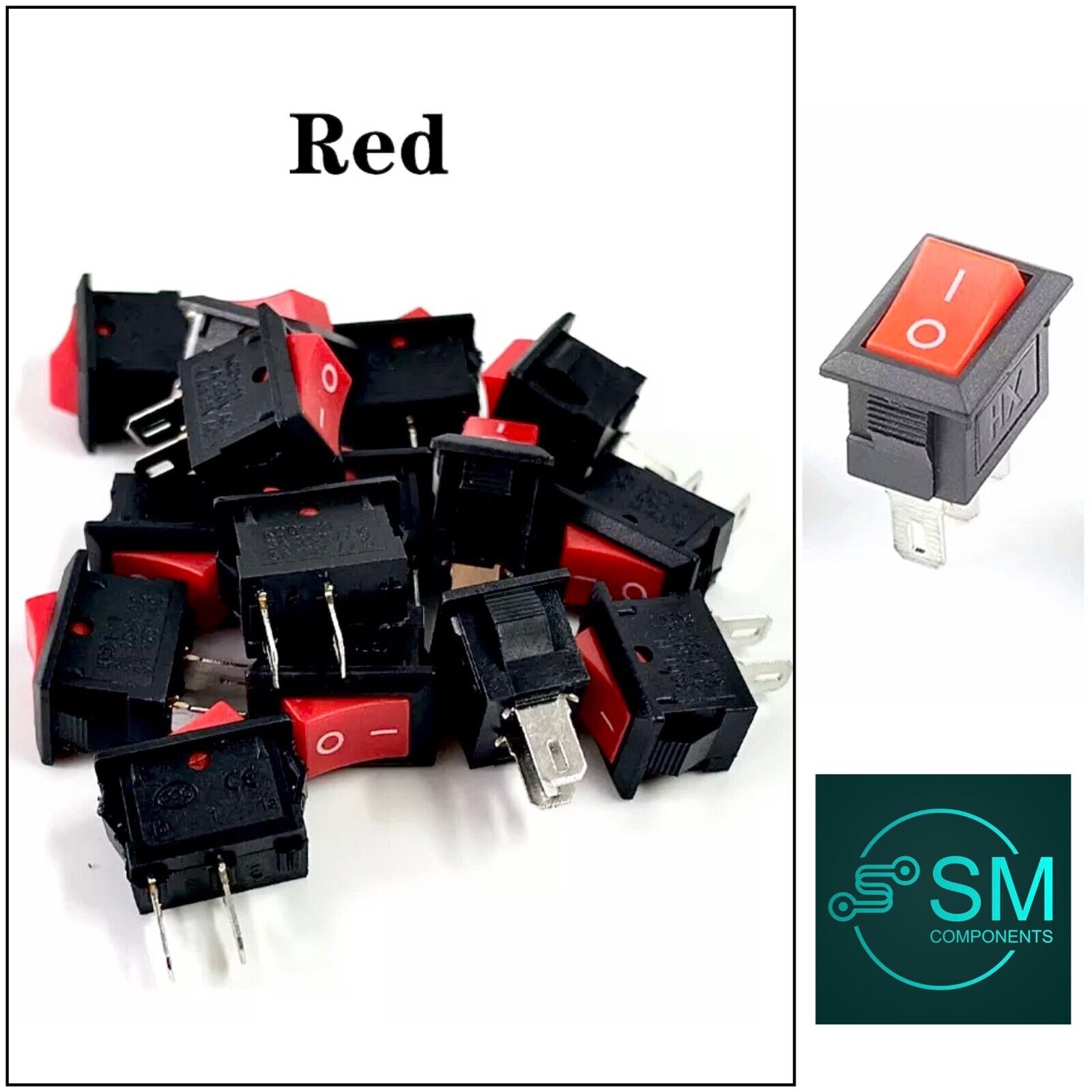5 X Rocker Switch SPST 10x15mm 2 PIN ON/OFF KCD11 5V 12V 125V~6A 250V ...